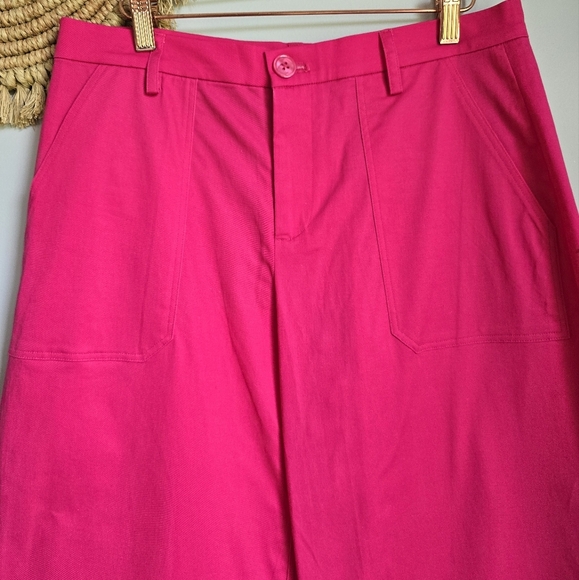 The Kit New Tracee Pants Organic Cotton High Rise Wide Leg Pop Pink Women SZ 8 - Picture 3 of 12